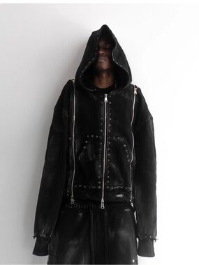 Demik Exclusives Black Diamond 3X Zip Up Hoodie – Size Large